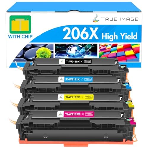 206X Toner Cartridges 4 Pack High Yield: MFP M283cdw M255dw M283fdw 206A Set Compatible Replacement for HP 206X for HP Color Laserjet Pro MFP M283fdw M283cdw M283 Printer Ink (with Chip -B/C/Y/M) - Image 1