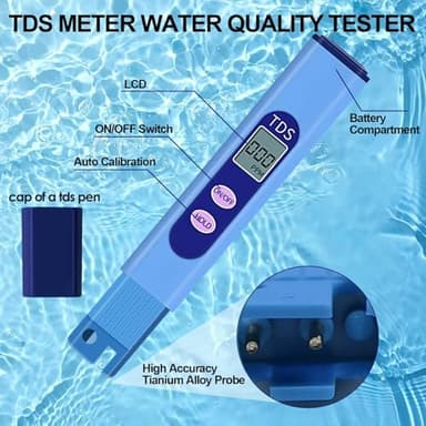 QNCIGER TDS Meter, Digital Water Testing Kits with 0-9990 PPM Measurement Range,Hand Held Electronic Water Tester for Drinking Water Quality, Tap, Well, Swimming Pool, Aquarium, RO/DI System - Image 4