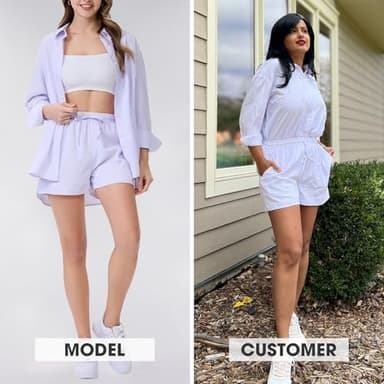 EXLURA Women's Summer 2 Piece Sets Long Sleeve Button Down Shirts Matching Short Sets Beach Vacation Cruise Outfits 2025 - Image 2