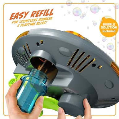 Ninja Blast Robot Bubble Machine for Kids - Spins, Moves, Music, Lights - Bubbles Blower, Maker for Boys & Girls - Cool Outdoor Toys - Birthday Gifts for Boy Ages 3 4 5 6 7 8 Year Old Kid Gift - Image 5