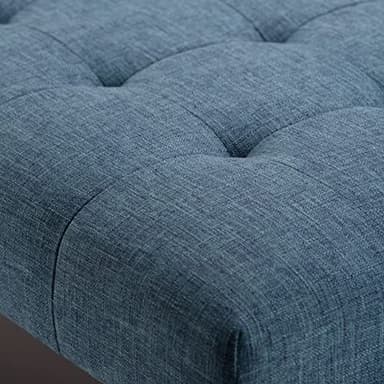 SIMPLIHOME Draper 40 inch Wide Mid Century Modern Rectangle Tufted Ottoman Bench in Denim Blue Linen Look Fabric, Assembled, for the Living Room and Bedroom - Image 7