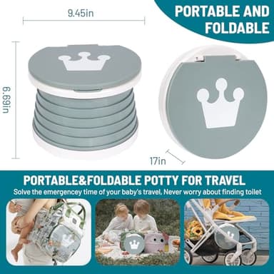 SunnySmile portable, foldable potty seat for toddler, Training Toilet Seat Emergency Toilet for Car, Camping, Outdoor, indoor (grey, small) - Image 3