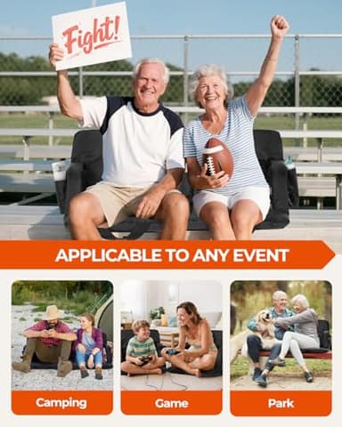 Sportneer Stadium Seats with Back Support: 2.5'' Thick Comfy Cushion 6 Adjustable Angle Bleacher Seat with Armrest - 2 Large Pockets, 2 Cup Holders Stadium Chair for Sport Events Concerts Parks - Image 8