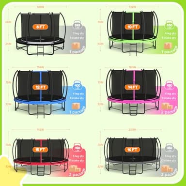 BCAN Trampoline 8FT 10FT 12FT 14FT 15FT 16FT Recreational Trampoline with Enclosure for Kids Adults, ASTM Approved, Outdoor Trampoline with Ladder for Kids - Image 4