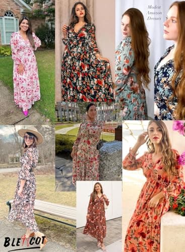 BLENCOT Women's Casual Boho Solid Color Deep V Neck Loose Long Sleeve Long Evening Dress Ruched Cocktail Party Maxi Wedding Dress Black X-Large - Image 5