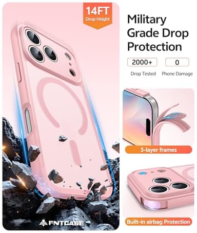 FNTCASE for iPhone 17 Pro-Max Case: Magnetic Frosted Translucent Matte Military Grade Shockproof Slim Cover | Full Covered Camera Protection | Slim Drop Proof Durable Protective Cases - Image 5