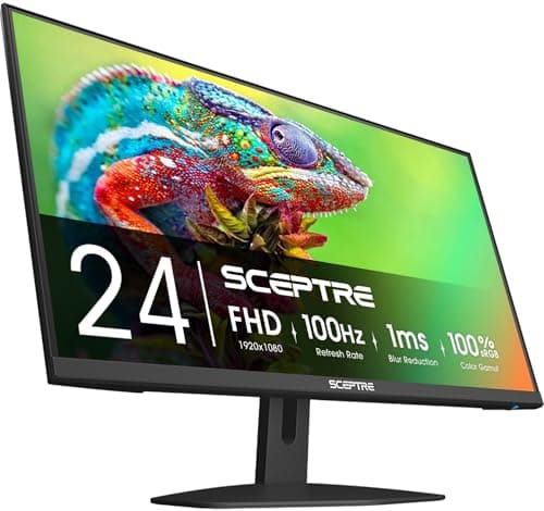 Sceptre New 24-inch Gaming Monitor 100Hz 1ms DisplayPort HDMI x2 100% sRGB AMD FreeSync Build-in Speakers, Eye Care Frameless Machine Black 2024 (E248W-FW100T) - Image 1
