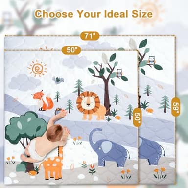 TINYHARBO Premium Foam Baby Play Mat 71" x 59" – Removable & Machine Washable Cover, Extra Thick Padding Playpen Mat, Non-Slip Crawling Mat, Easy to Clean for Infants, Toddlers & Babies - Image 8