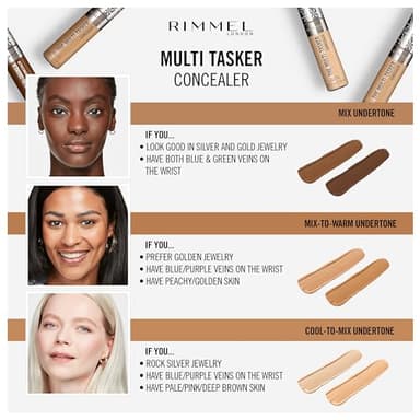 Rimmel London, Multi-Tasker Concealer, 090 Toffee, Crease-Proof, Transfer-Proof, Waterproof, Up To 24-Hour Wear, Vegan Formula, 0.33oz - Image 4