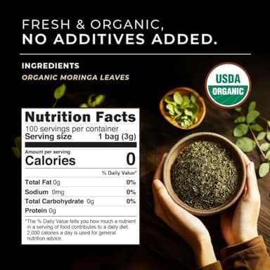 Gya Tea Co Moringa Leaves Herbal Tea Bags (100 Bags) - Caffeine Free with a Tangy Flavor for All Day Comfort, Calming, Relaxing & Nourishing - Fruit & Herbal Blends - Image 2