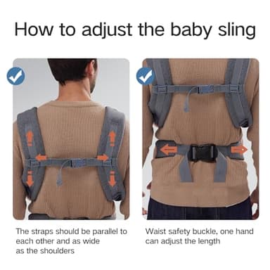 YEMKEZO Baby Carrier Newborn to Toddler,Newborn Carrier with Head Support, Cozy Baby Holder Carrier for Dad Mens (All-Gray) - Image 7