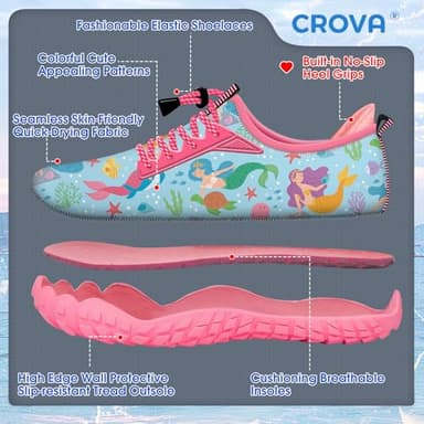 Built-in Heel Grips Water Shoes for Kids Girls Boys Hiking Shoes Wide Barefoot Swim Beach Pools Aqua Socks Slip-On Quick Dry Lightweight for Big Little Kids Toddler - Image 8