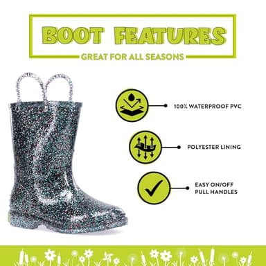 Western Chief Girls Glitter Rain Boot, Multi, 9 M US Toddler - Image 2