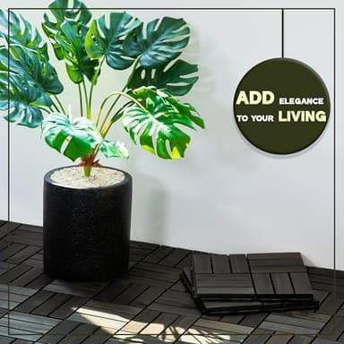 VICTORY RELAX Acacia Wood Flooring Interlocking Deck Tiles for Patio Decor 9 Pcs 12 Slats VR Black - Waterproof Indoor & Outdoor Decor - Balcony Garden Decking Tile (12.2 * 12.2 * 0.7 inches) - Image 8