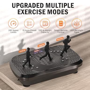 Vibration Plate Exercise Machine, Whole Body Workout Vibration Plate for Lymphatic Drainage, 240 Adjustable Speeds Power Vibrating Plate Home Fitness Platform for Shaping, Max Weight 330lbs - Image 3