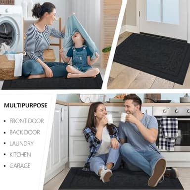 FONEYI Indoor Door Mat 36" x 59", Dirt Trapper Door Mats Non-Slip Entryway Rugs Washable, Absorbent Resist Dirt Welcome Mat, Low Profile Inside Floor Mats for Front Back Door and Entryway, Black - Image 6