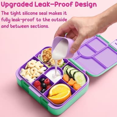 Fimibuke Snack Box for Kids & Toddlers, 6-Compartment Snack Container BPA-Free Small Bento Box Leak-Proof Lunch Box, 32oz Lunchable Food Container for School Travel Picnic, Microwave & Dishwasher Safe - Image 5