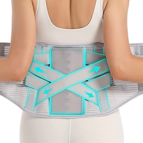 EGJoey Back Brace for Lower Back Pain Relief - Back Support Belt for Women & Men for Herniated Disc, Sciatica. Removable Stays for Lower Back Support with 2 Different Hardness Sets (Grey, Medium) - Image 1