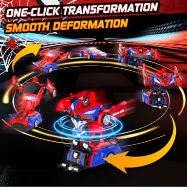 Remote Control Car with One Button Transformation, RC Cars Transforming into Robot, 2.4Ghz 360 Degree Rotation Police Car with Light, 1:18 Scale Transform Toys for Boys Girls Kids 4-7 8-12 6-8 - Image 4