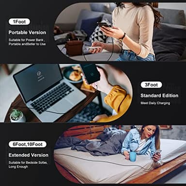 2Pack 10ft iPhone Charger Cable, [ Apple MFi Certified ] Long Lightning Cable 10 Foot, High Fast 10 Feet Apple Charging Cable Cord for Apple iPhone 14/14 Pro Max/13 Mini/12/11/XS/XR/8/7Plus/6s/5s iPad - Image 6