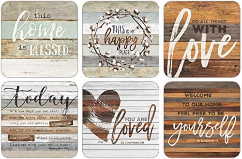 Legacy Publishing Group Marla Rae Cork-Backed Coaster Set, 6-Count, This Home Is Blessed - Image 1