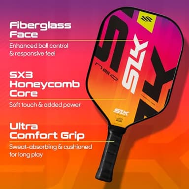 Selkirk Sport SLK Neo Fiberglass Pickleball Paddles Set of 2 | Designed in The USA | Complete Pickleball Set with 2 Pickle Ball Rackets, 3 Hybrid+ Balls, and SLK Sling Bag | Electric Sunset & Oasis - Image 4