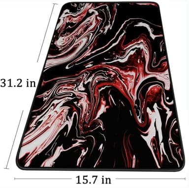 Large Extended Mouse Pad with Stitched Edges, Durable Non-Slip Natural Rubber Base, Waterproof Computer Keyboard Pad Mat for Esports Pros/Gamer/Desktop/Office/Home - Marble Red - Image 6