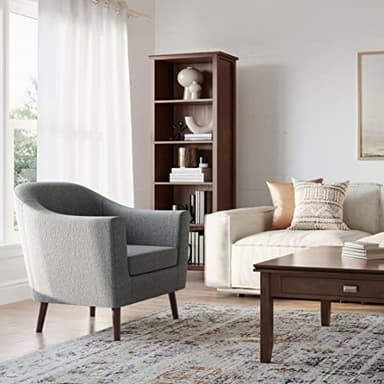 SIMPLIHOME Thorne Accent Chair - 30 inch Wide Upholstered Contemporary Arm Chair in Shadow Grey, for Living Room or Bedroom with Curved Back, Removable Cushion, and Durable Fabric Upholstery - Image 2