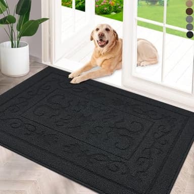 FONEYI Indoor Door Mat 36" x 59", Dirt Trapper Door Mats Non-Slip Entryway Rugs Washable, Absorbent Resist Dirt Welcome Mat, Low Profile Inside Floor Mats for Front Back Door and Entryway, Black - Image 1