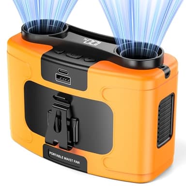 AddAcc Portable Waist Fan, 20000mAh Battery Operated, Clip On Belt & Rechargeable, 10 Speeds 16000RPM Strong Airflow, Max 40H Working Time, Personal Shirt Fan for Outdoor Jobsite Camping Travel - Image 1