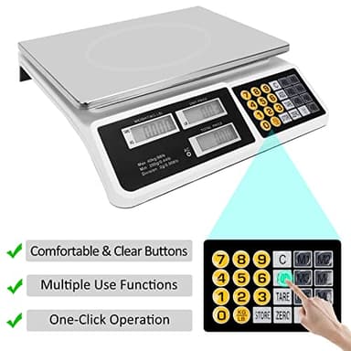Price Computing Scale 88lb/40kg LCD Digital Commercial Price Scale with Stainless Steel Platform,Produce Scale & Food Scale for Farmers Market, Retail Outlets, Meat Shop (Flat Plate) - Image 5