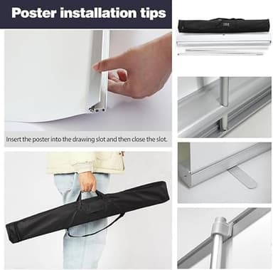 Nocntcro Retractable Banner Stand Only Retractable Banner Roll Up Banner Stand for Display Trade Show Stand Retractable Sign Stand 23×64 Inch - Image 4
