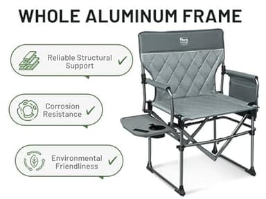TIMBER RIDGE Aluminum Camping Directors Chair with Side Table Pocket, Portable Folding Chair, Heavy Duty Lawn Chair for Fishing Trip Picnic Concert Outdoor 400lbs, Grey 2 Pack - Image 7