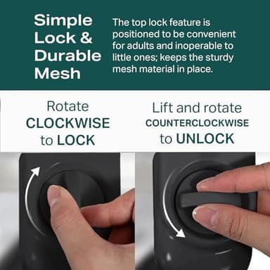 Cumbor Retractable Baby Gates - Wide Dog & Child Fence for The House, 33" Tall, Extends to 76", Extra Long Mesh Pet Safety Gate for Stairs, Doorways & Hallways, Porch, Indoor/Outdoor (Black) - Image 6