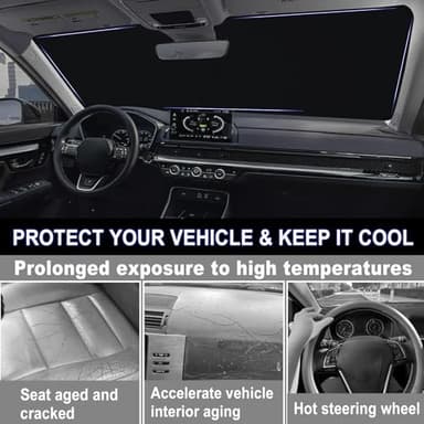 Car Windshield Sun Shade for Honda CRV 2023 2024 2025 2026 Professional 310T Reflective Polyester UV & Heat Insulation Protection, Foldable Front Window Sunshade with Storage Pouch, Keep Interior Cool - Image 6