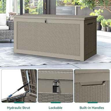 YITAHOME 260 Gallon XXL Large Deck Box, Outdoor Resin Storage Box, Lockable Storage Container for Patio Cushions, Furniture, Garden Tools, Water Resistant (Brown) - Image 4