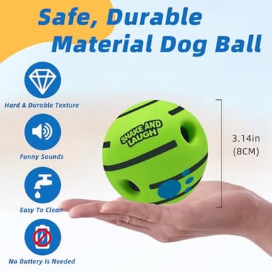 SHAKE AND LAUGH Dog Toys Ball, Interactive Dog Ball, Shaking with Gibbering Sound, for Training & Herding, S, 3.14 in (8 cm) - Image 4