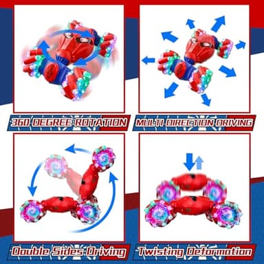 S-pider Rc Gesture Sensing Stunt Car Toys for Boys 4-14 Years Old, Drift Hand Control Remote Control Cars with Light & Music, 360°Rotation Double Side Cars Birthday Gifts for Kids Age 5 6 7 8 9 10 11 - Image 3