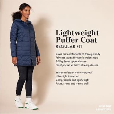 Amazon Essentials Women's Lightweight Water-Resistant Packable Hooded Puffer Coat (Available in Plus Size), Dark Green, X-Small - Image 2