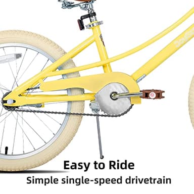 JOYSTAR 20 inch Kids Bike for 7-10 Years Girls, Girls Bike with Basket & Kickstand, Kids' Bicycle Yellow - Image 8
