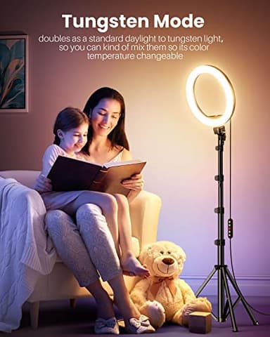 Weilisi 12'' Ring Light with Stand 72'' Tall & 2 Phone Holders,38 Color Modes Selfie Light with Tripod Stand, Big LED Ring Light for iPhone/Android/Camera,YouTube,Makeup - Image 5