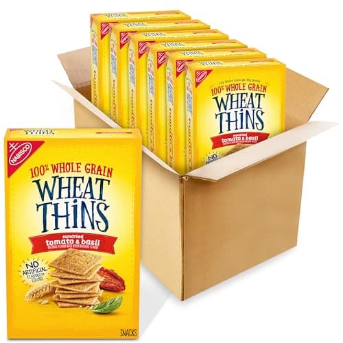 Wheat Thins Sundried Tomato & Basil Snacks, Whole Grain Wheat Crackers, Bulk Snack Crackers, 6-8.5 oz boxes - Image 1
