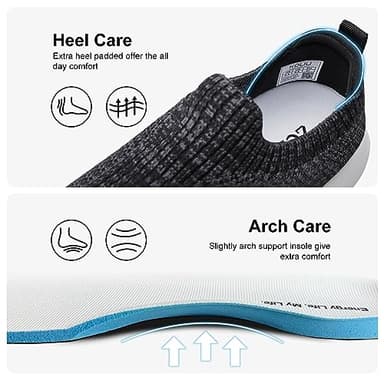 ALEADER Women's Slip On Comfort Walking Shoes, Lightweight Stretch Knit Sneakers Breathable Athletic Black White 6.5 M US - Image 4