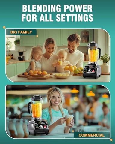 WantJoin Professional Blender, ETL listed 68oz Commercial Blender for kitchen Max 1800W High Power Home and Commercial with Timer, Smoothie Maker 2200ml for Crushing Ice, Frozen Dessert, Soup,fish - Image 10