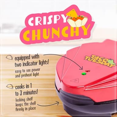 Nostalgia Taco Tuesday Tortilla Bowl Maker For Baked Taco Bowls, Tostadas, Salads, Dips, Appetizers, and Desserts, 8 to 10 Inch Tortillas, Red - Image 3