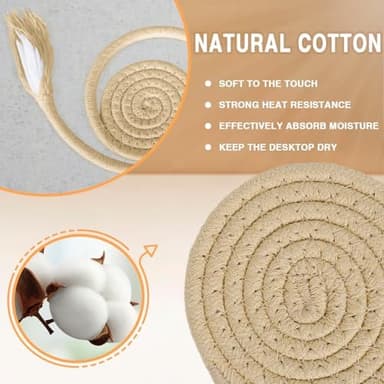 12 Pcs Boho Drink Coasters,Minimalist Cotton Handmade Woven Absorbent Drink Coasters,Heat Resistant Cotton Coasters for Coffee Table, Kitchen, Home Decoration - Image 5