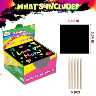 ZMLM 165 Rainbow Scratch Paper Art Crafts Mini Notes Kids Gifts 4 5 6 7 8 9 10 Years Old Girls Boys Students Teens Classroom Prizes School Supplies Birthday Party Travel Toy Activity - Image 7