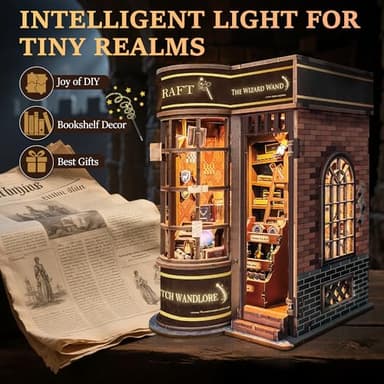 SUNNINO Book Nook Kit - DIY Miniature House Kit Bookshelf Decor 3D Wooden Dollhouses for Adults Teens LED Book Nook Kits for Adults Unique Gift for Family and Friends - Image 2