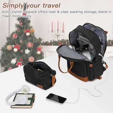 Kono Luggage Set 3 Piece Carry On Hardside Luggage with TSA Lock Spinner Wheels Carry On Suitcase Apricot Black - Image 3