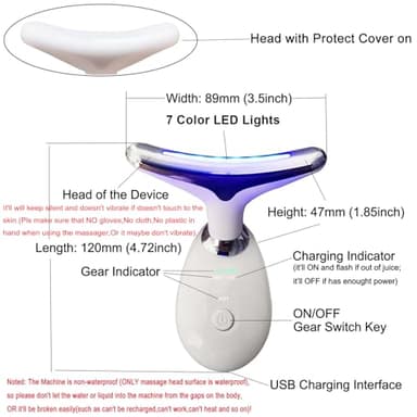 Face Neck Massager with 7-Color Light Modes for Face Sculpting Skin Care,Tightening,Smoothness - Red LED Light Therapy Device Tool for Women at Home - Image 2